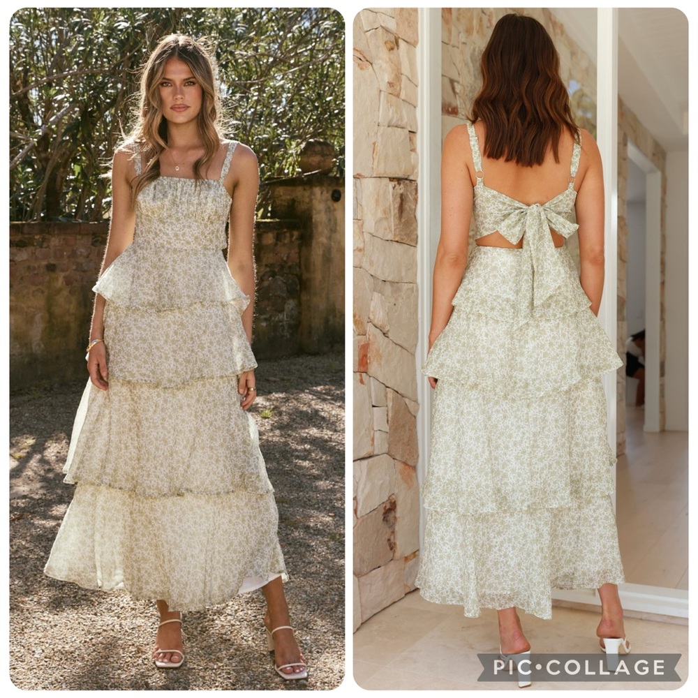 BILLY J‎ Floral Tiered Ruffle Maxi Dress